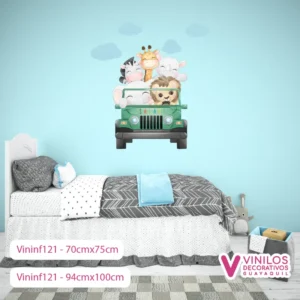 Vinil  Decorativo Infantil Avioneta volando, líneas de vuelo y nubes