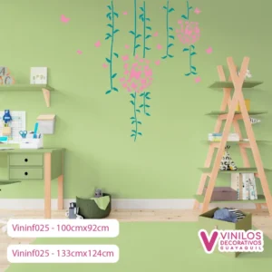 Vinil Decorativo Infantil Ramas de árboles con flores