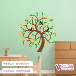 Vinil  Decorativo Infantil Árbol con pájaros en ramas