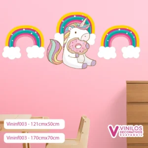 Vinil infantil unicornio arcoíris
