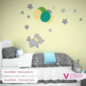 Vinil Decorativo Infantil Oso con estrellas y globos