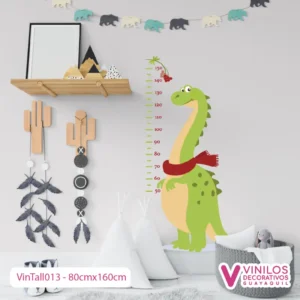 Vinil Decorativo Tallímetros Infantil Dinosaurio con bufanda
