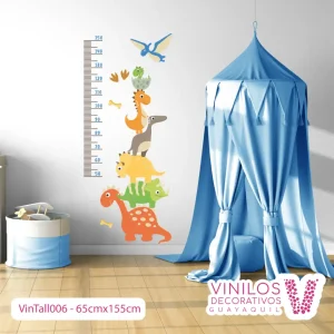 Vinil Decorativo Tallímetros Infantil Dinosaurios prehistóricos coloridos - 65x155CM