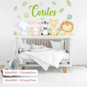Vinil Decorativo Infantil De Safari Con Nombre Personalizado