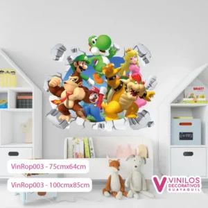 Vinilos Decorativos Rompe Pared De Mario Party