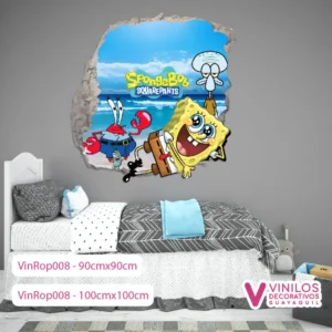 Vinilos Decorativos Rompe Pared De Bob Esponja