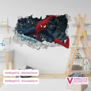 Vinilos Decorativos Rompe Pared Del Hombre Araña