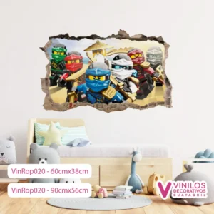 Vinilos Decorativos Rompe Pared De Ninja Lego