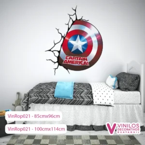 Vinilos Decorativos Rompe Pared Del Escudo Del Capitan America