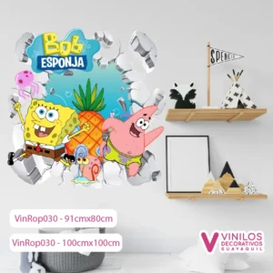 Vinilos Decorativos Rompe Pared De Bod Esponja Y Patricio