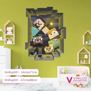 Vinilos Decorativos Rompe Pared De Minecraft En Mina