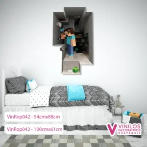 Vinilos Decorativos Rompe Pared De Minecraft Picando