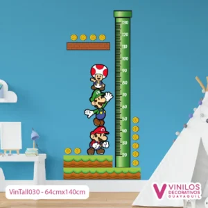 Vinilo Decorativo Tallímetro De Mario Bros