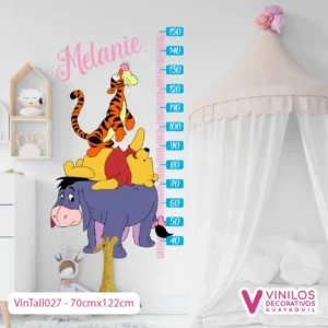 Vinilo Decorativo Tallímetro Infantil De Winnie Pooh Con Nombre
