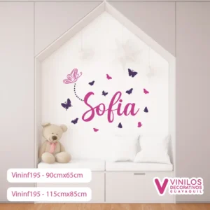 Vinil Decorativo Infantil Nombre personalizado con Mariposas