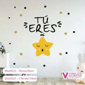 Vinil Decorativo Infantil Frase con estrellas y puntos