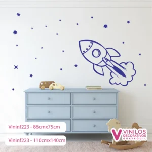 Vinil Decorativo Infantil Cohete con estrellas
