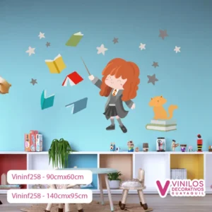 Vinilos Decorativos Infantiles De Maestra Con Cuadernos Flotando