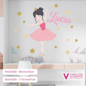 Vinilos Decorativos Infantiles De Bailarina Con Estrellas