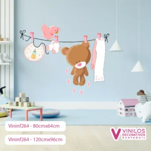 Vinilos Decorativos Infantiles De Oso De Peluche Con Ave