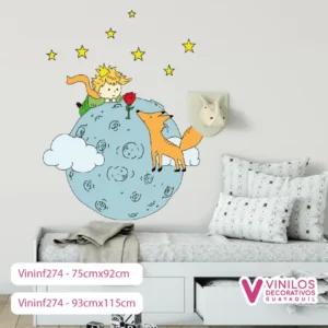 Vinilos Decorativos Infantiles De Niño, Luna y zorro