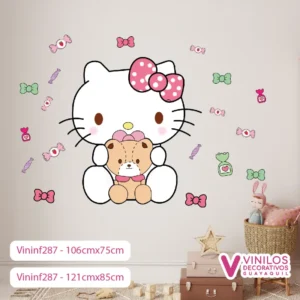 Vinilos Decorativos De Hello Kitty Con Peluche
