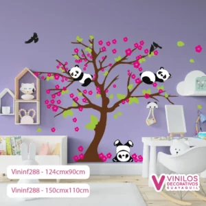 Vinilos Decorativos Infantiles De Árbol Con Pandas