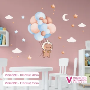 Vinilos Decorativos Infantiles De Gato Con Globos