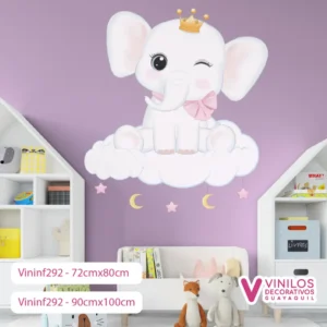 Vinilos Decorativos Infantiles De Elefante Con Nube
