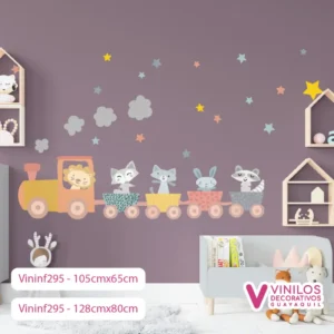 Vinilos Decorativos Infantiles De Animales En Tren