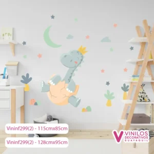 Vinilos Decorativos Infantiles De Dinosaurio Con Estrellas