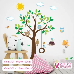 Vinilos Decorativos Infantiles De Zoológico Con Árbol